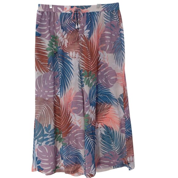 NWOT Jantzen Relaxed Lounge Pants Sz 2X Multicolor Palm Print Tropical Pull On - Picture 2 of 10